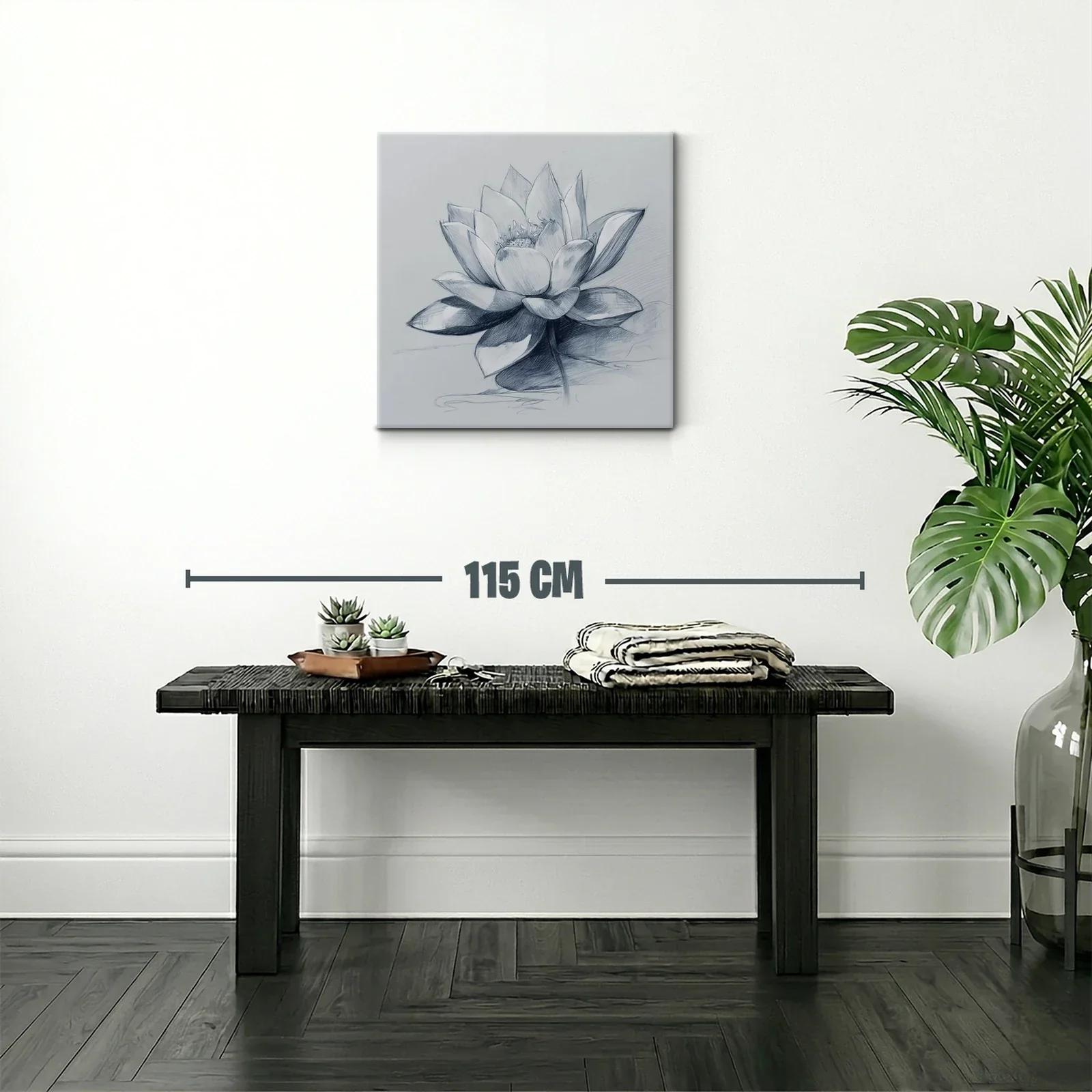 Flor de loto en delicado dibujo monocromo elegante — miniatura 2