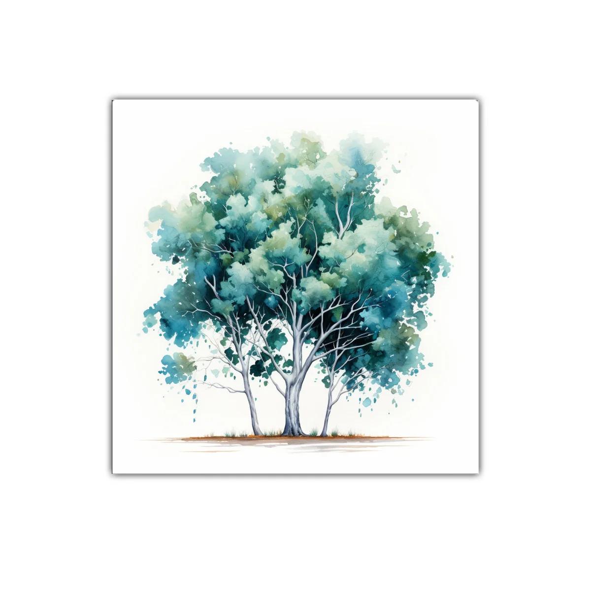 Cuadro decorativo con árbol en tonos azules y verdes — imagen principal