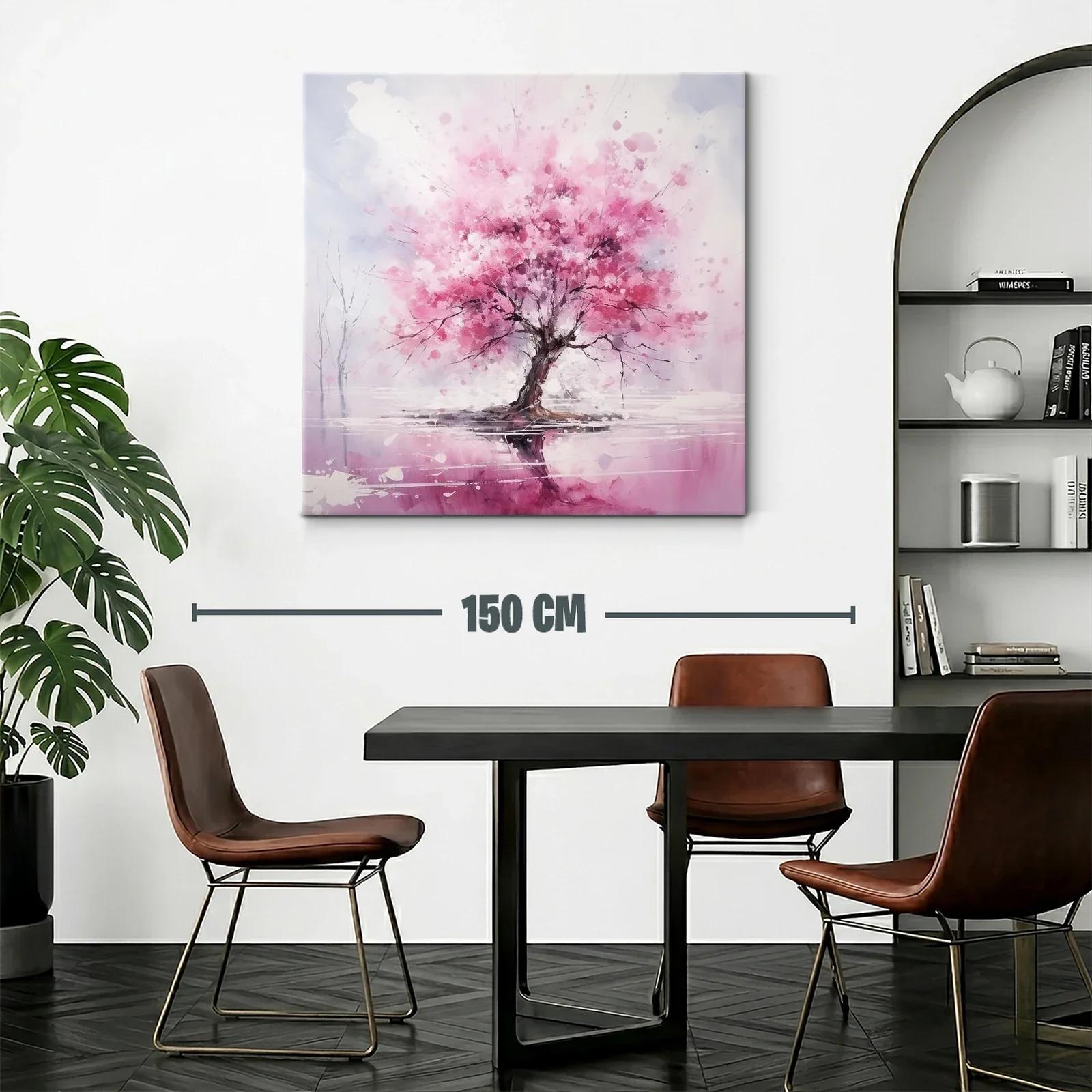 Árbol con vibrante floración en tonos rosas y reflejo — miniatura 2