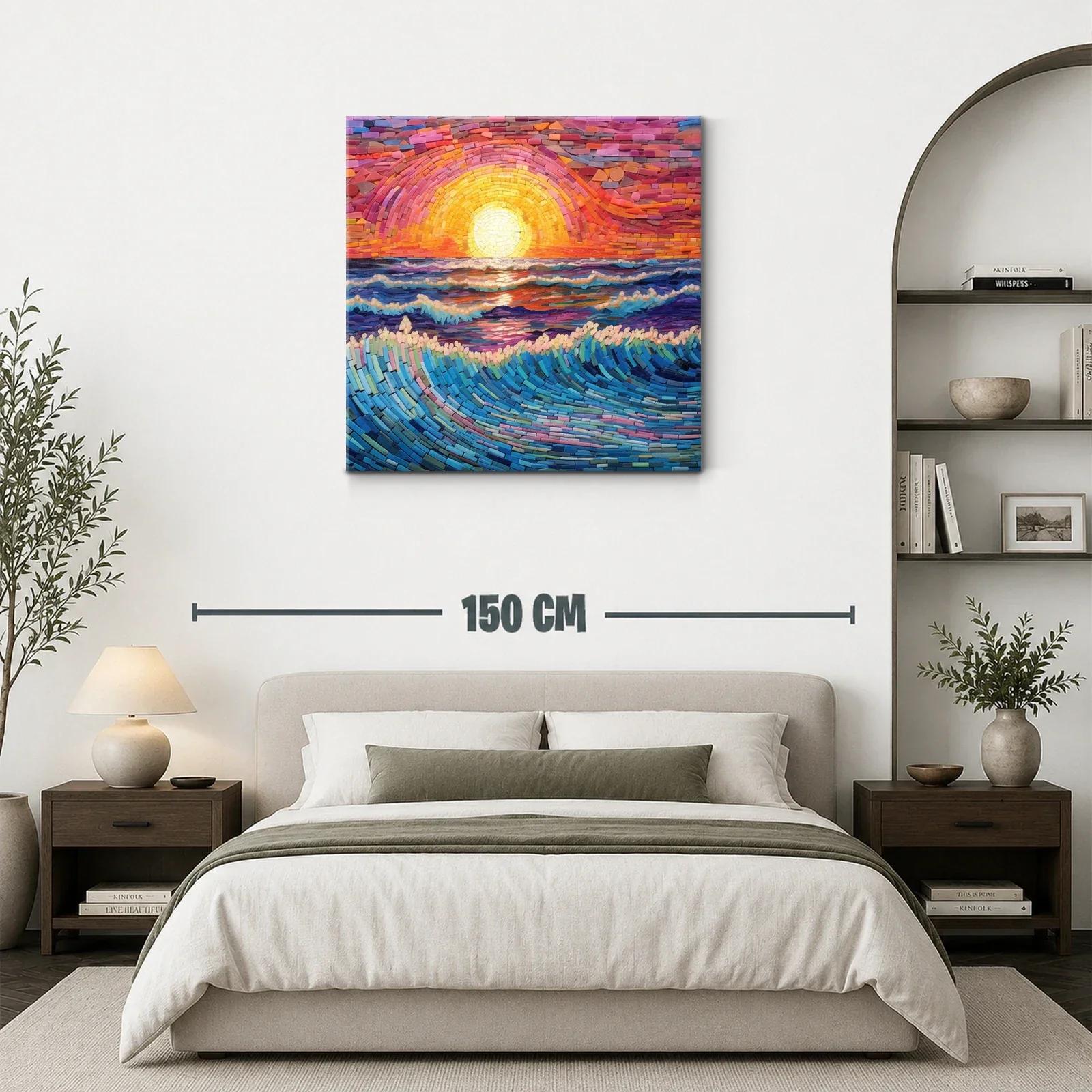Mosaico de atardecer vibrante sobre el mar en calma — miniatura 3