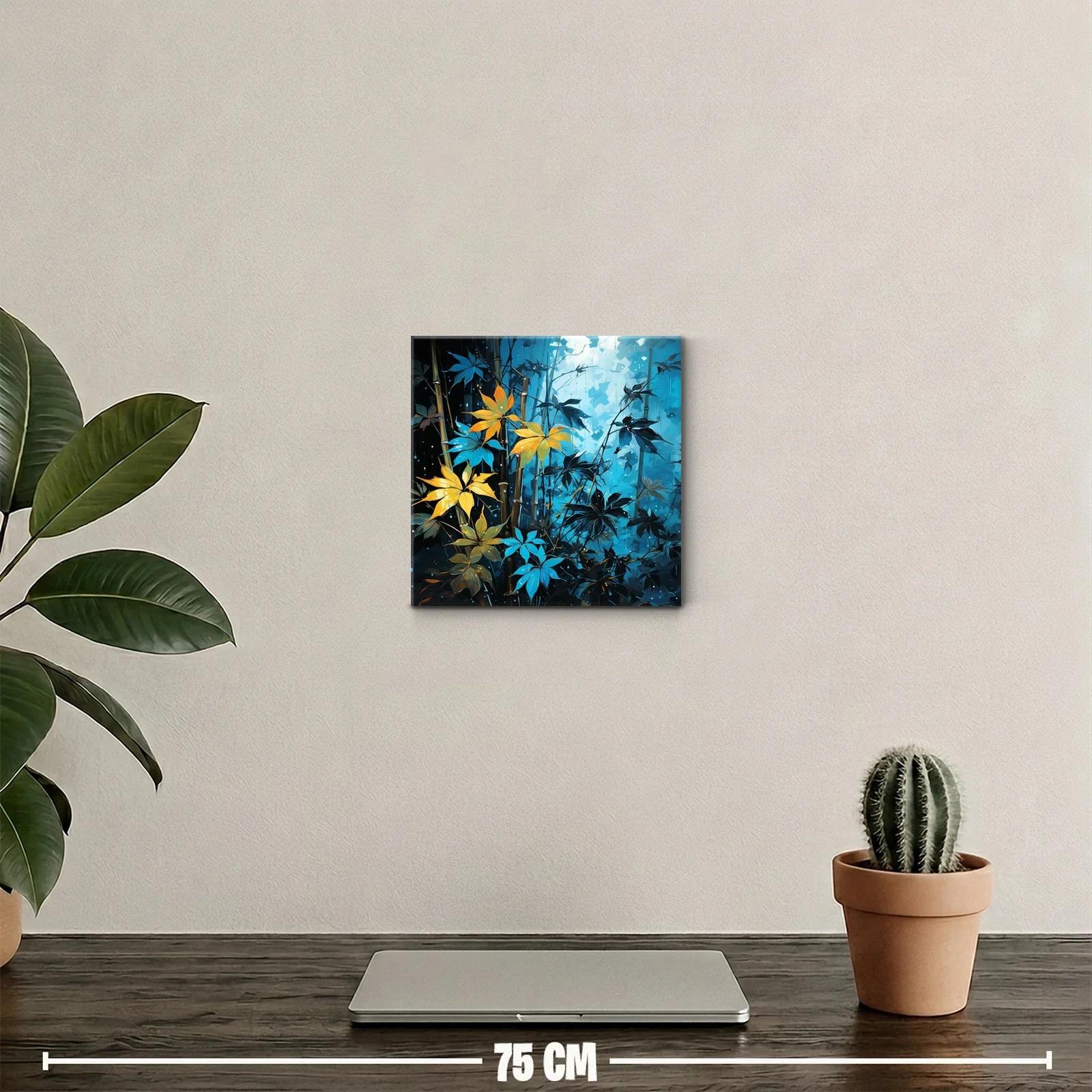 Hojas vibrantes en tonos azul y amarillo para decorar — miniatura 2