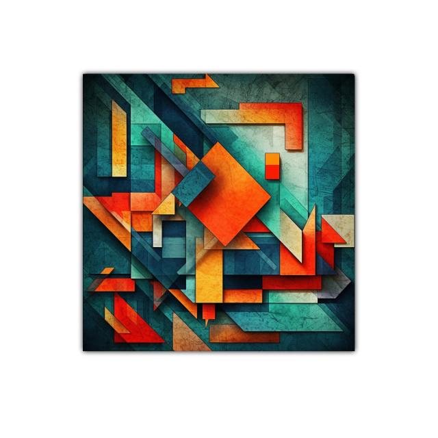 Composición abstracta vibrante en tonos naranja y azul