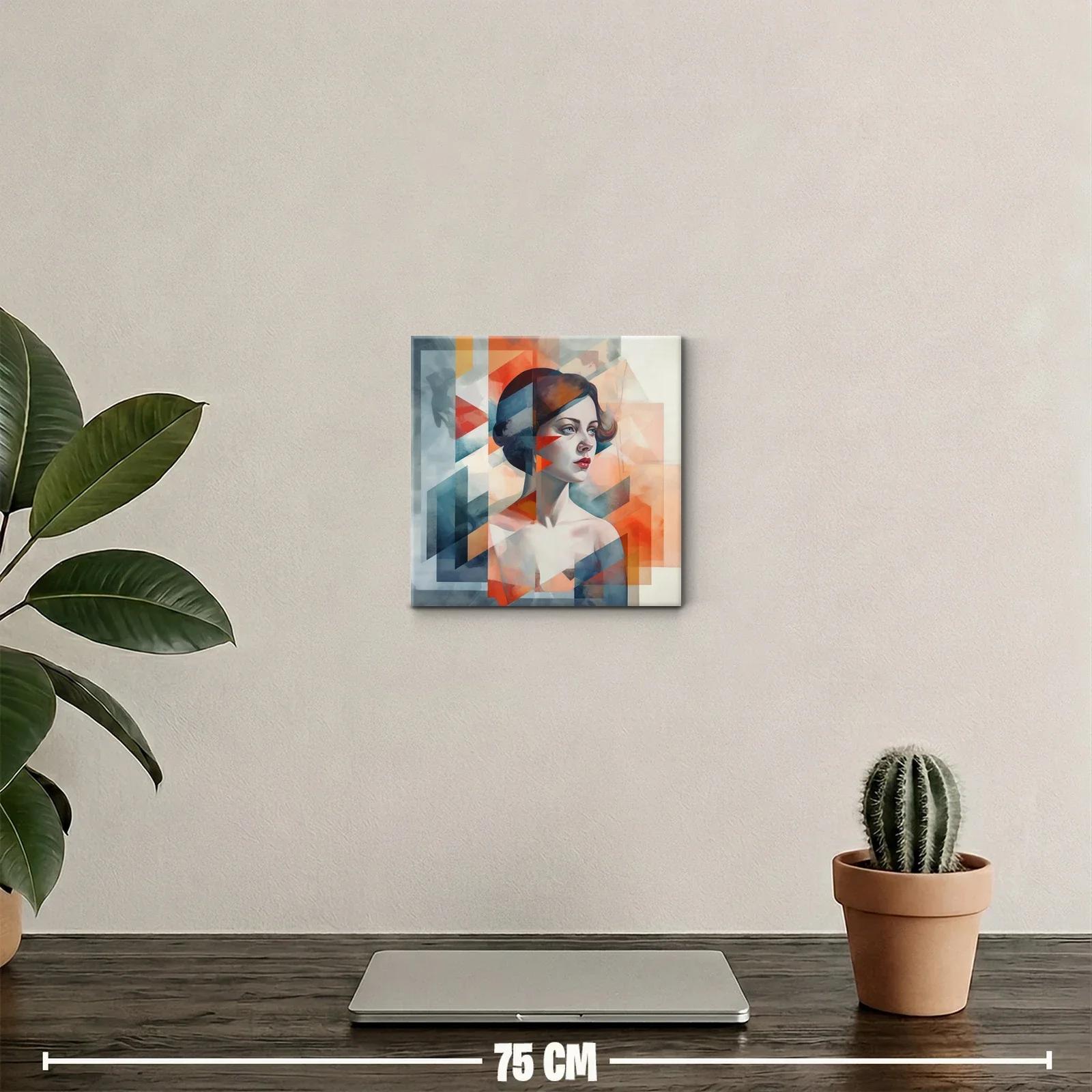 Retrato femenino con formas geométricas en tonos cálidos — miniatura 2