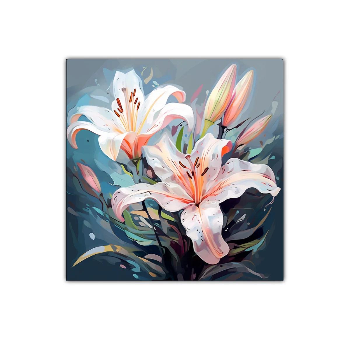 Cuadro decorativo con delicadas flores de lirio blanco y tonos suaves — imagen principal