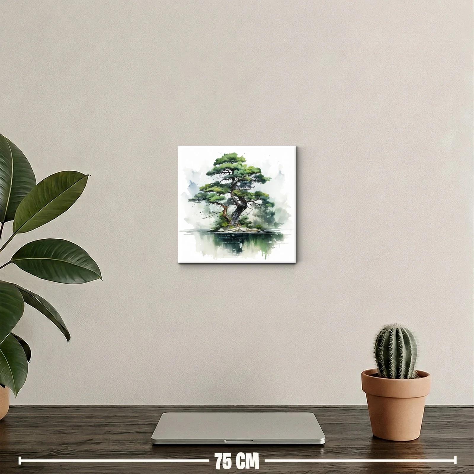Cuadro decorativo con árbol sereno y reflejo en agua — miniatura 2