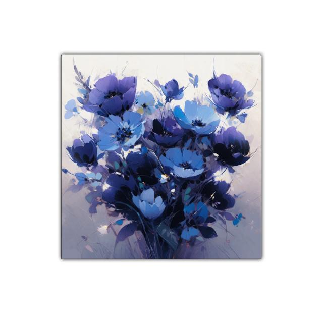 Ramo de flores azules vibrantes con toque artístico