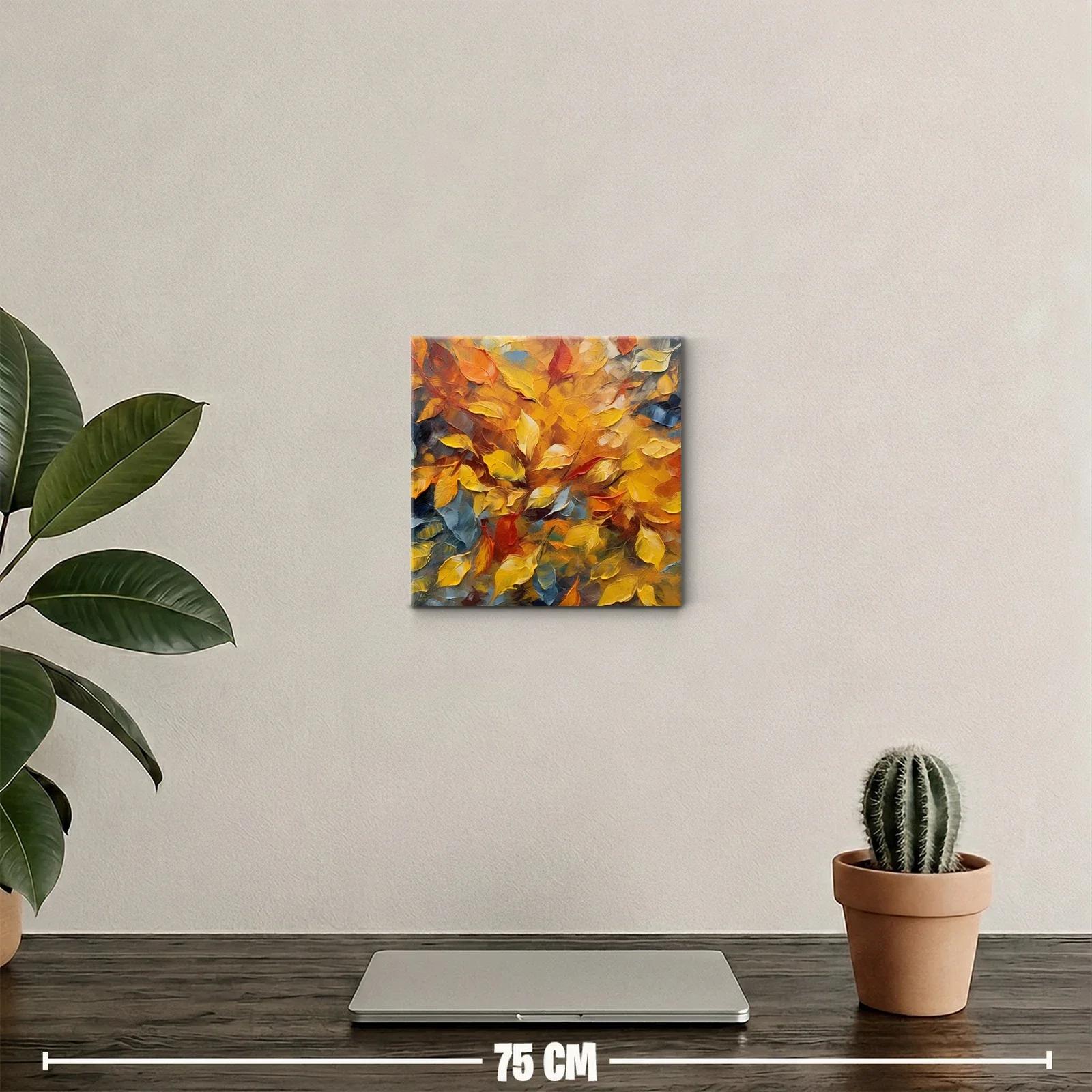 Cuadro decorativo con hojas en tonos cálidos y otoñales — miniatura 2