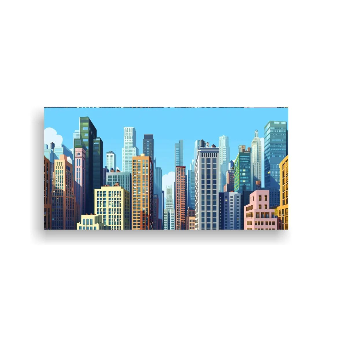 Cuadro skyline de rascacielos con ventanas repetidas — imagen principal