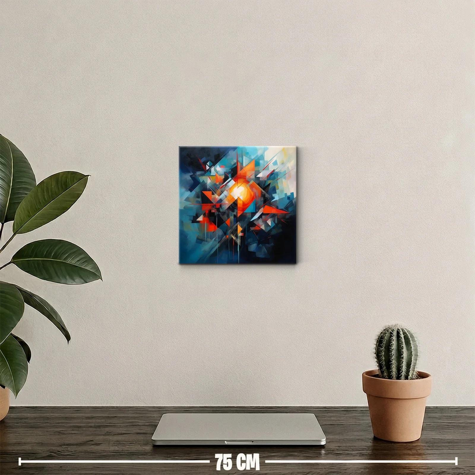 Cuadro abstracto con formas geométricas y luz vibrante — miniatura 2