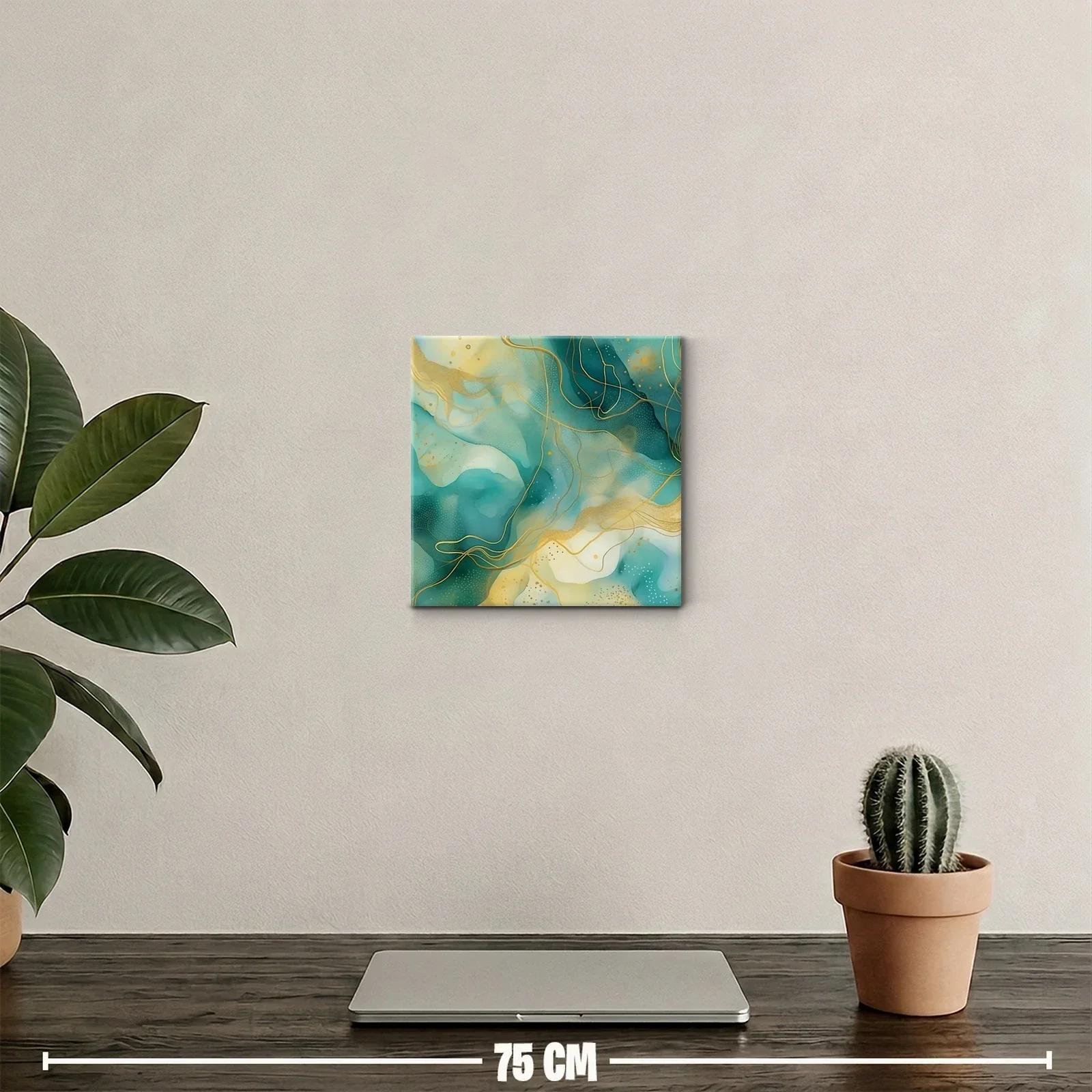Composición abstracta con tonos aguamarina y dorados elegantes — miniatura 2
