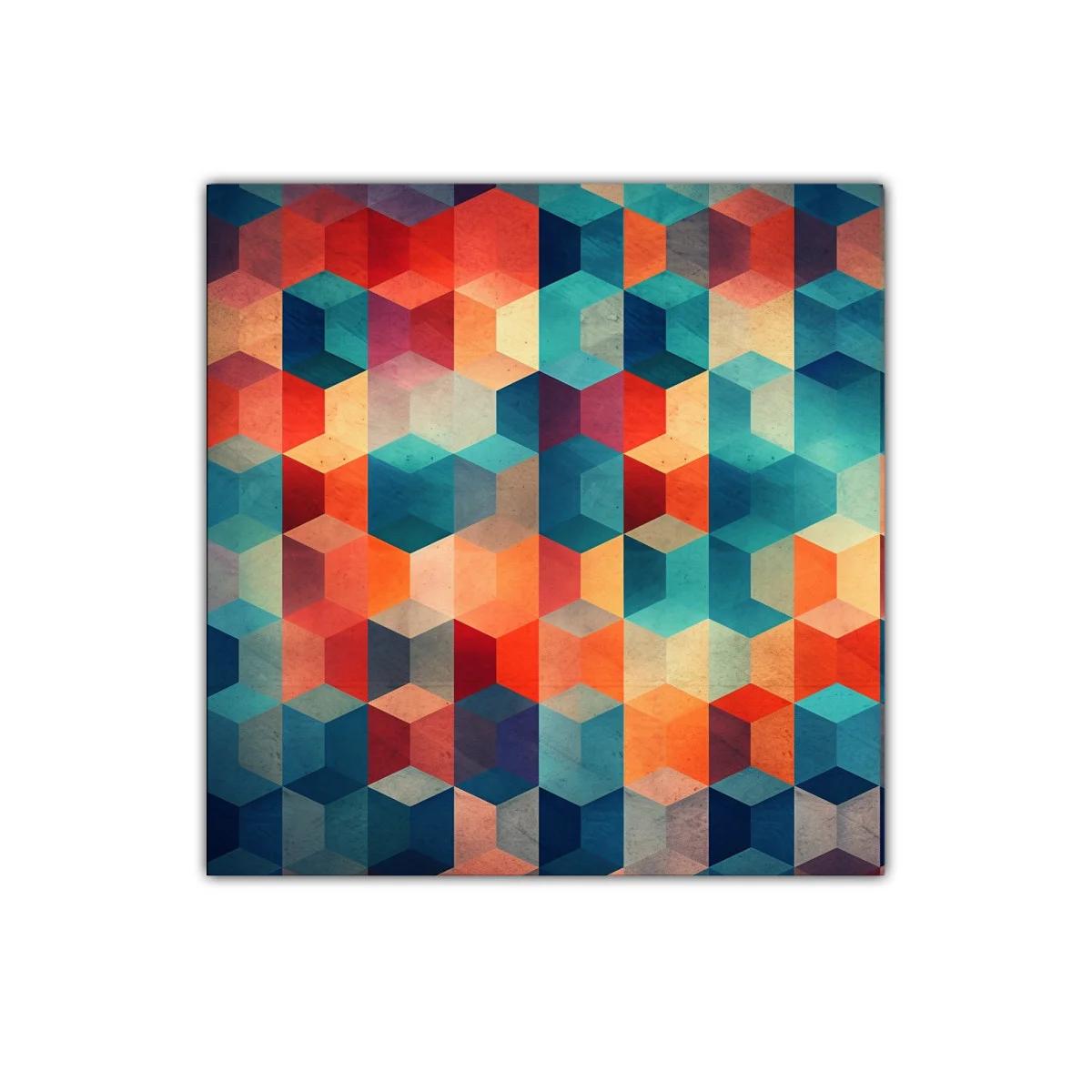 Cuadro abstracto con patrones geométricos y tonos vibrantes — imagen principal