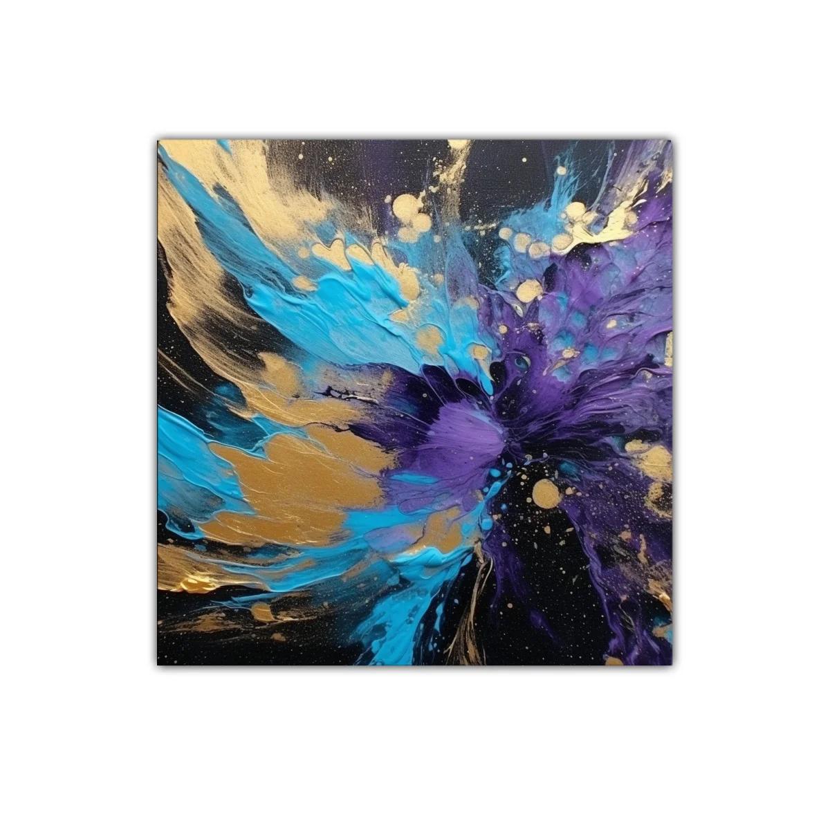 Explosión abstracta en tonalidades moradas y doradas — imagen principal