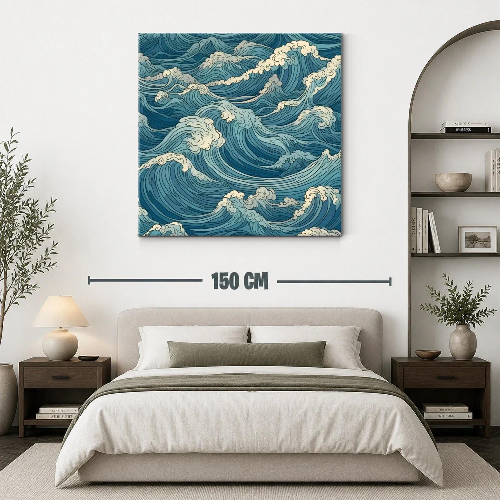 Cuadro de olas marinas en tonos azules y blancos — miniatura 3