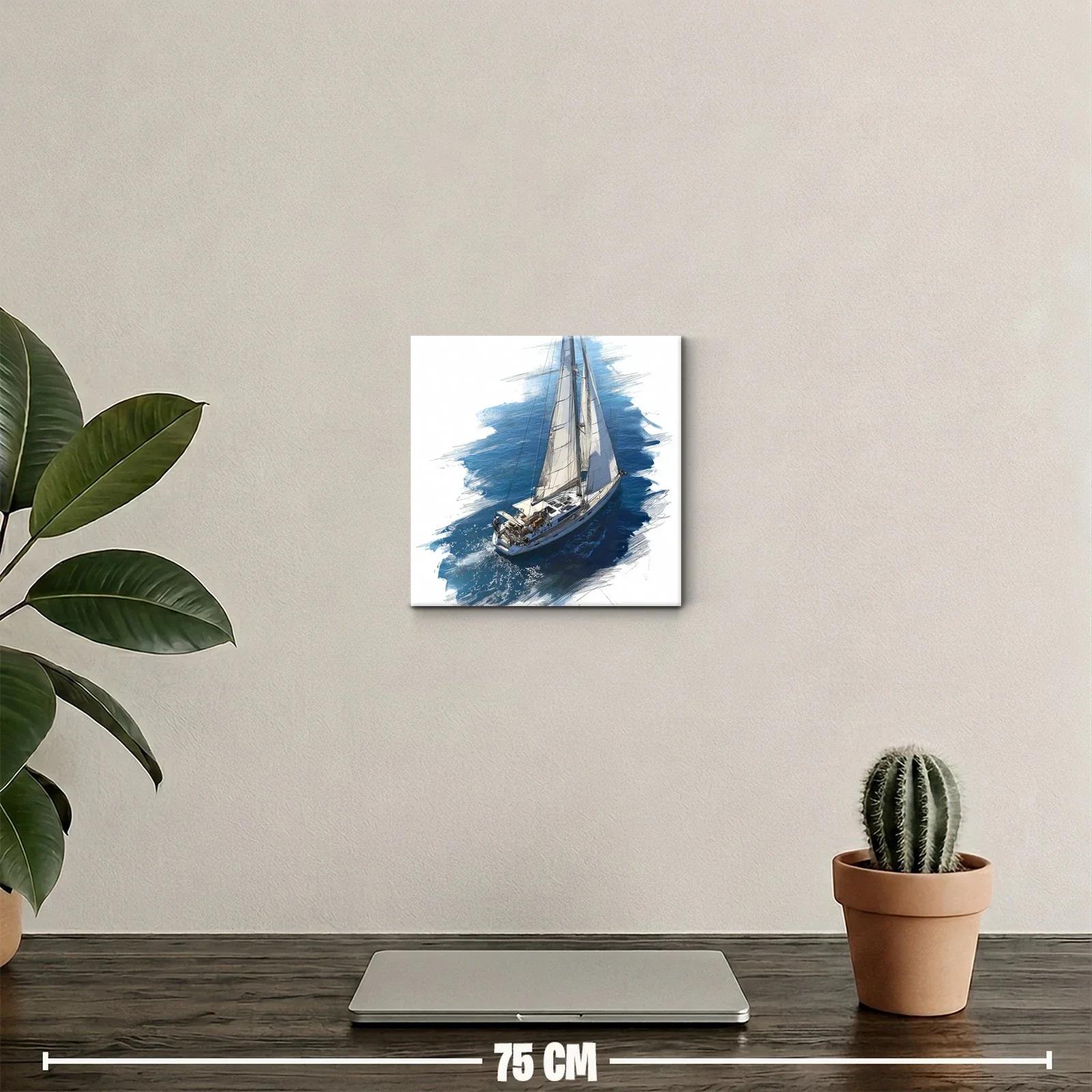 Velero Navegando sobre Mar Azul con Viento Suave — miniatura 2