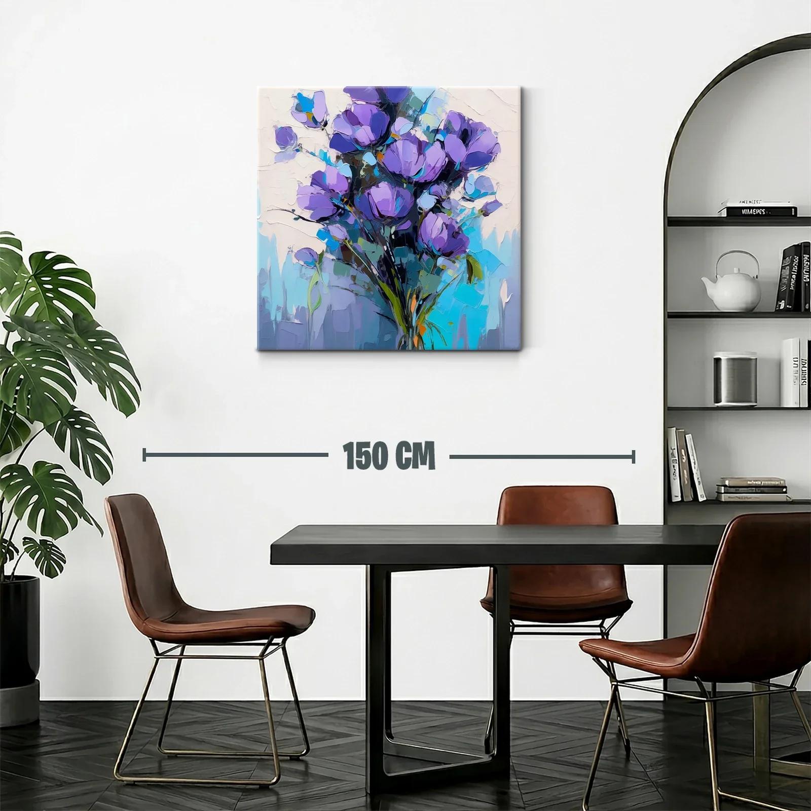 Ramo de flores violetas con fondo en tonos azules y blancos — miniatura 2