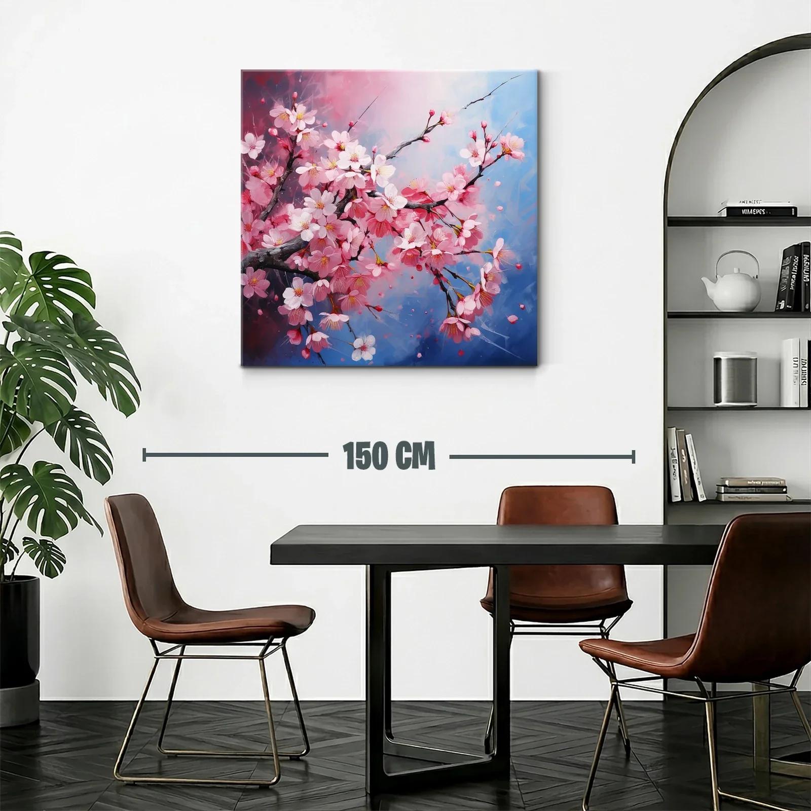 Rama de flores de cerezo en tonos rosa y azul — miniatura 2