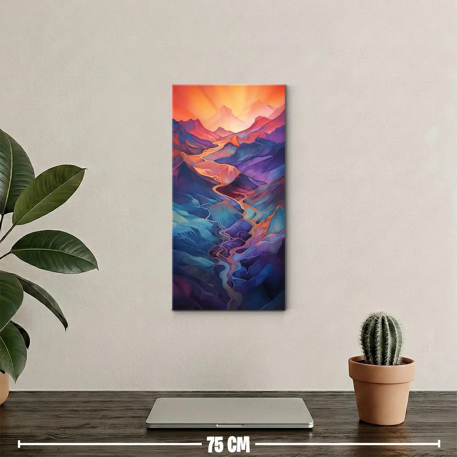 Cuadro valle montañoso con río brillante y luz al fondo — miniatura 2