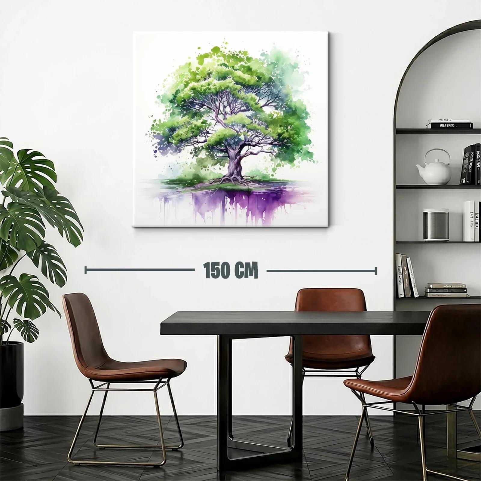 Árbol vibrante con reflejo en tonos verdes y púrpuras — miniatura 2