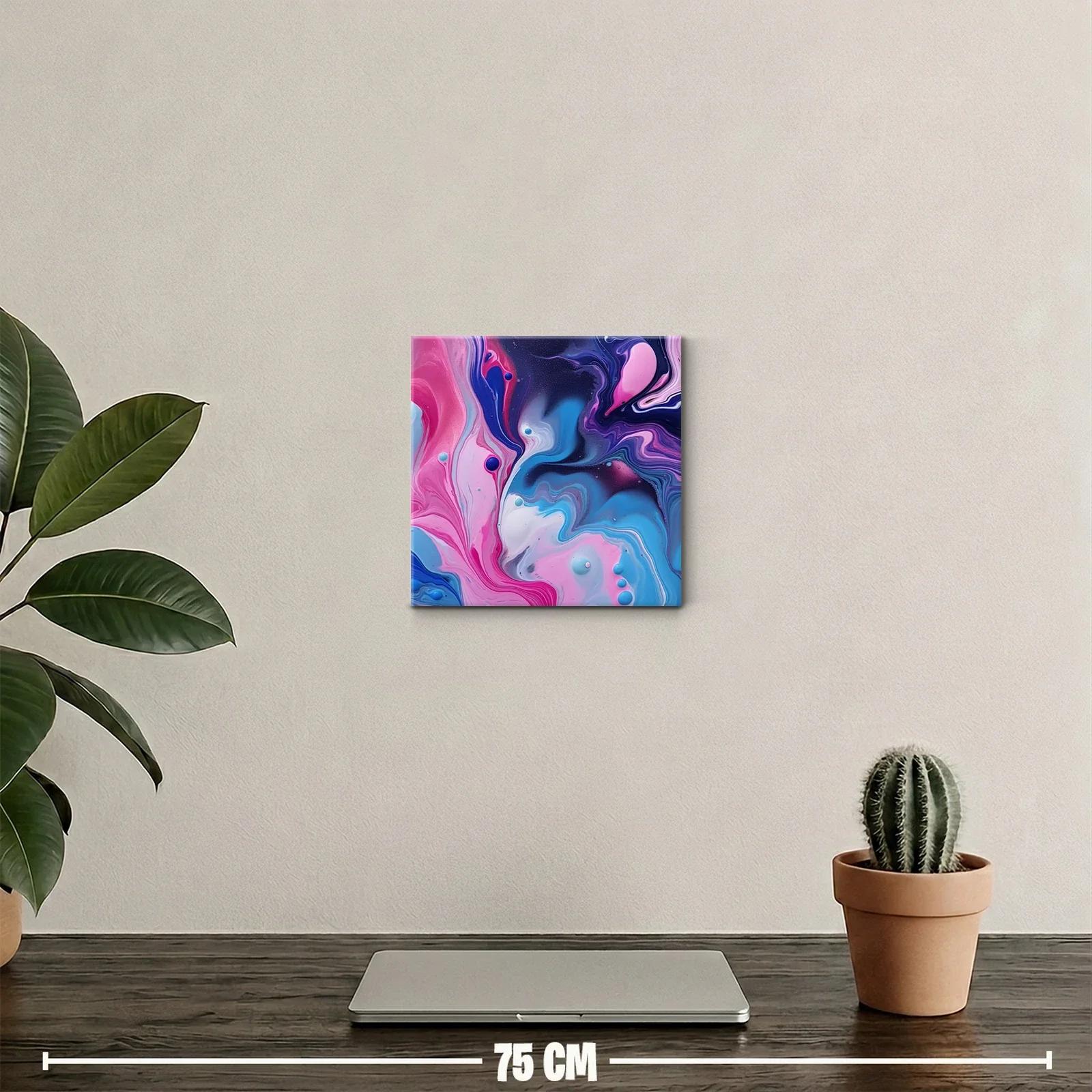 Cuadro decorativo en tonos rosas azules y morados abstracto — miniatura 2