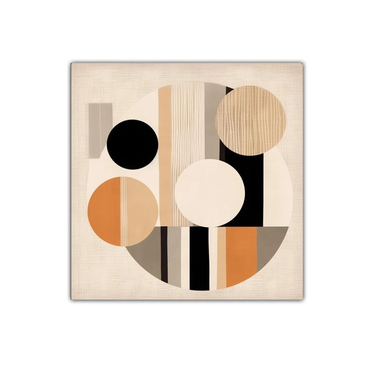 Cuadro decorativo abstracto con círculos y tonos tierra cálidos — imagen principal