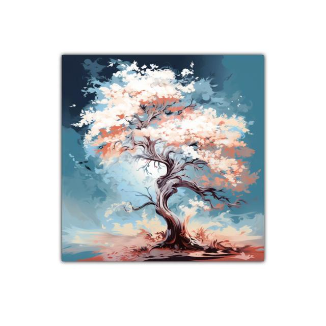 Árbol de colores suaves en paisaje etéreo