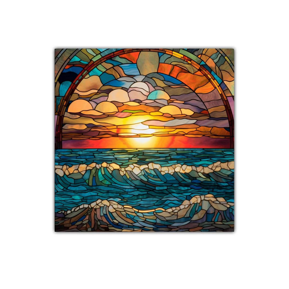 Espectacular atardecer sobre el mar en diseño colorido