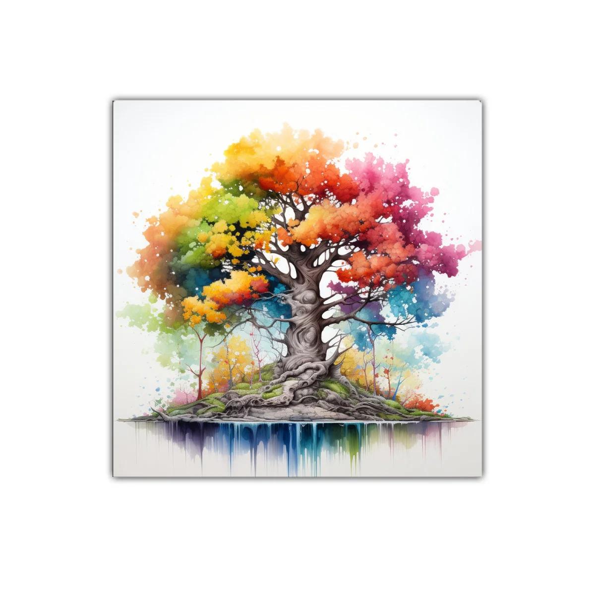 Árbol vibrante con explosión de colores y raíces entrelazadas — imagen principal