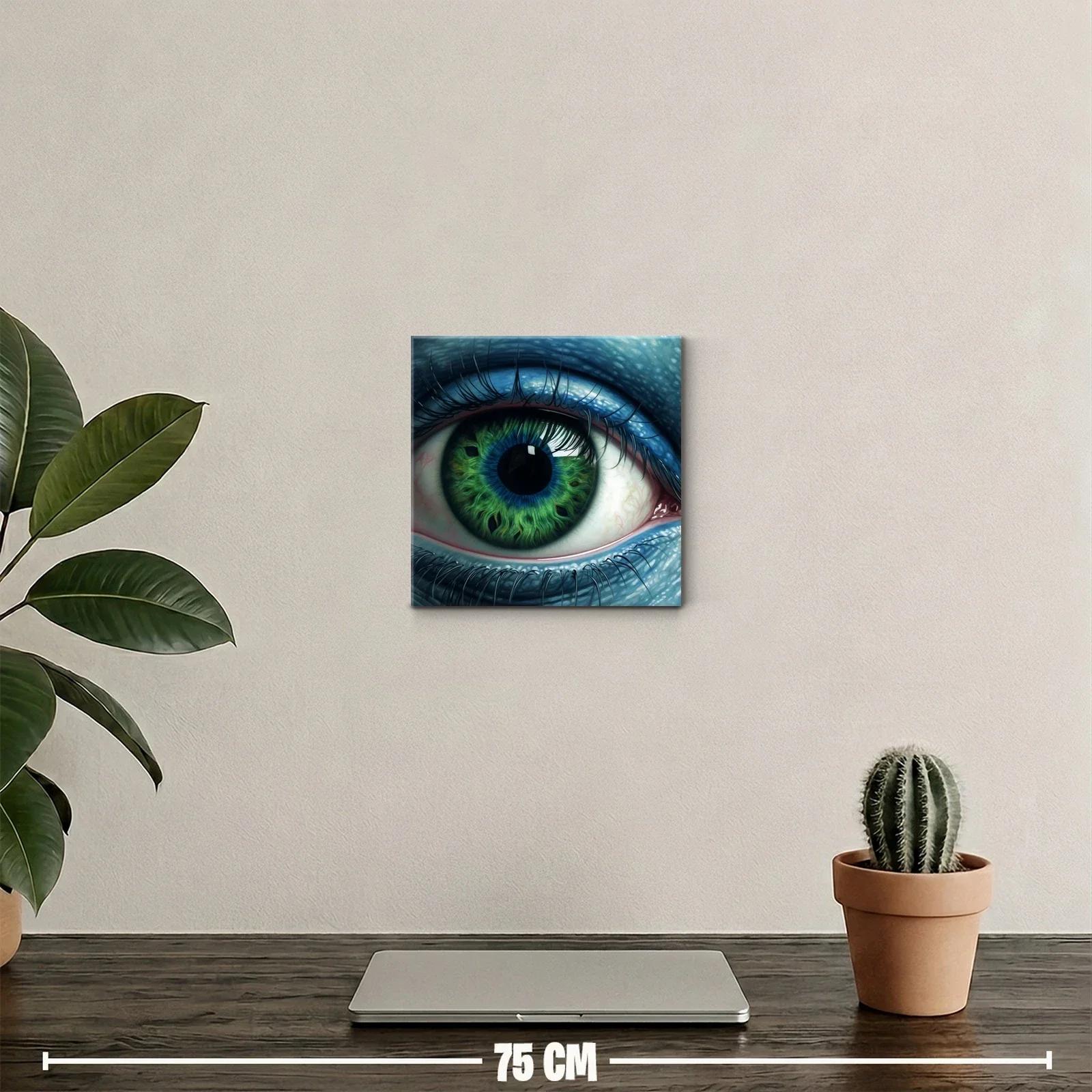 Impactante cuadro con ojo verde y azul en detalle extremo — miniatura 2