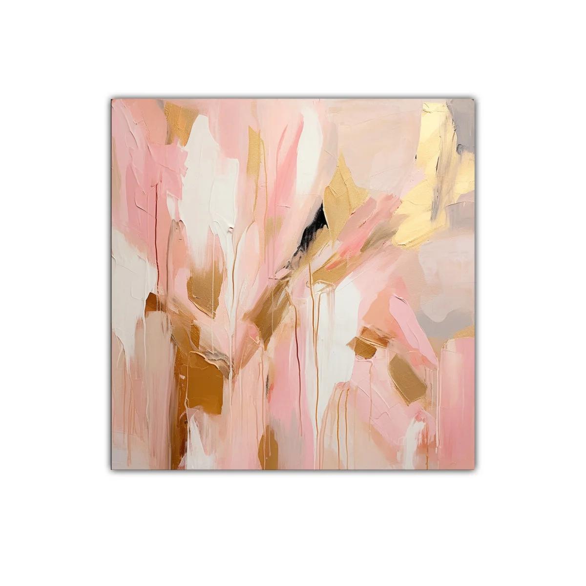 Cuadro abstracto en tonos rosados y dorados para decorar — imagen principal