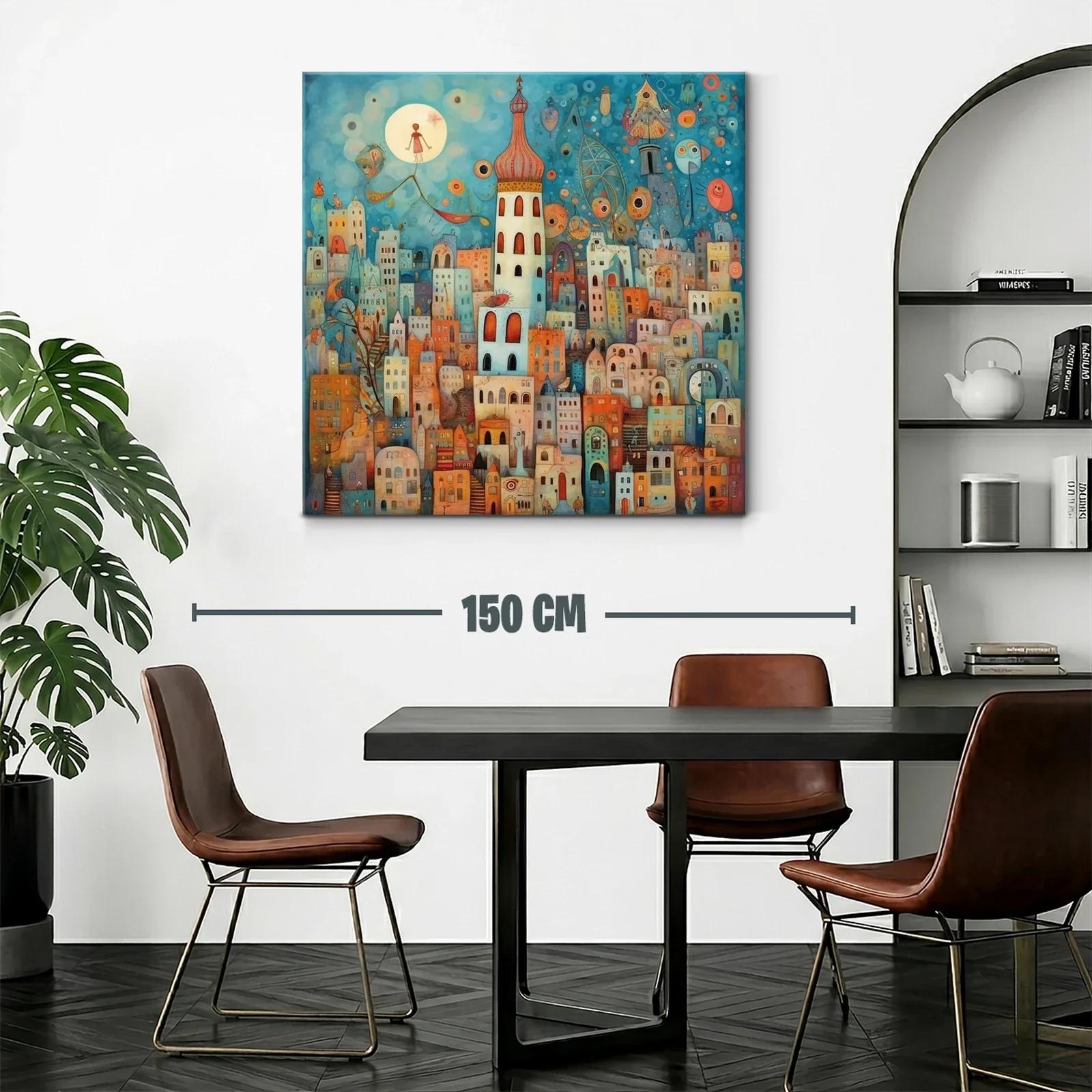 Ciudad encantada con torre y cielo onírico azul — miniatura 2