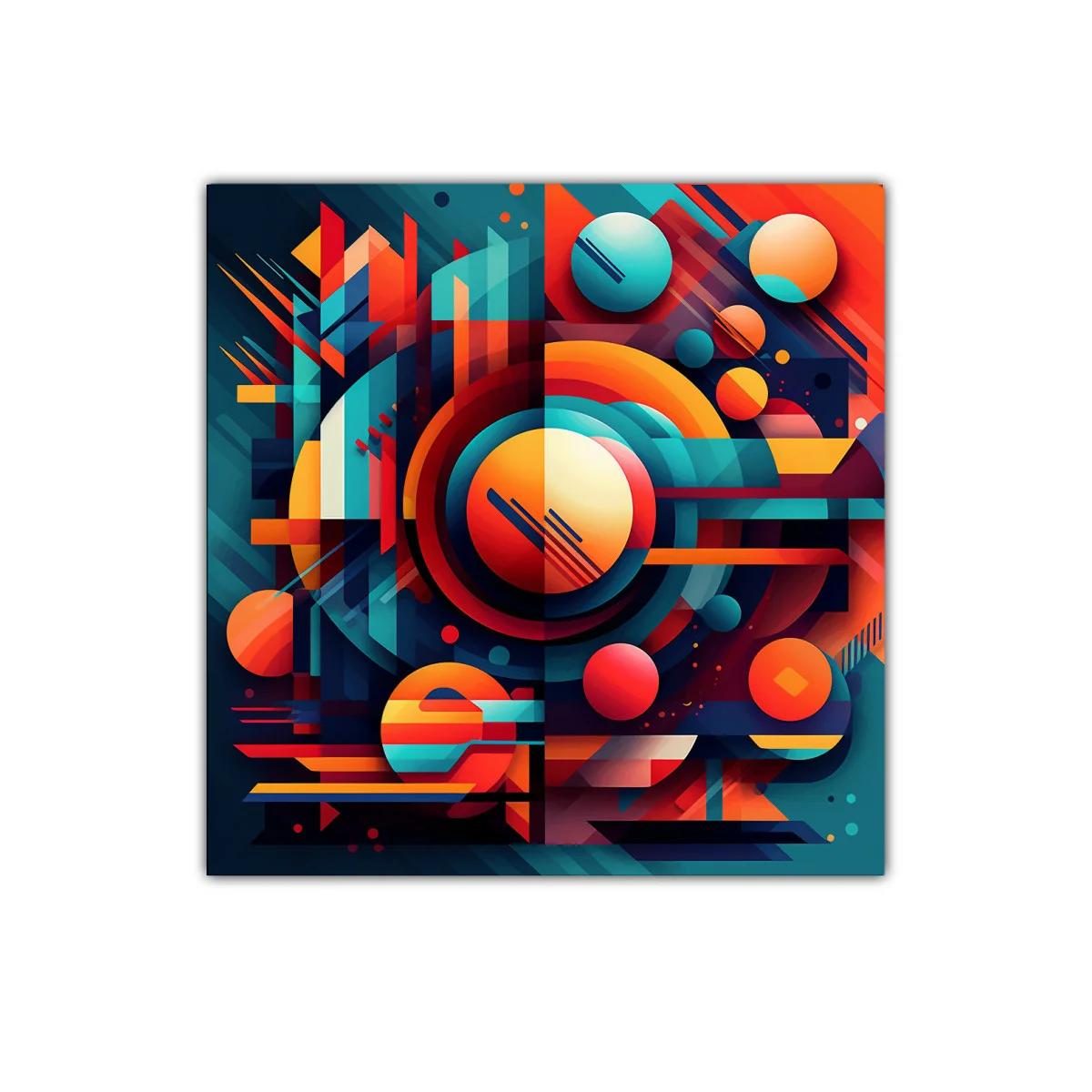 Cuadro decorativo con diseño geométrico en tonos cálidos y fríos — imagen principal