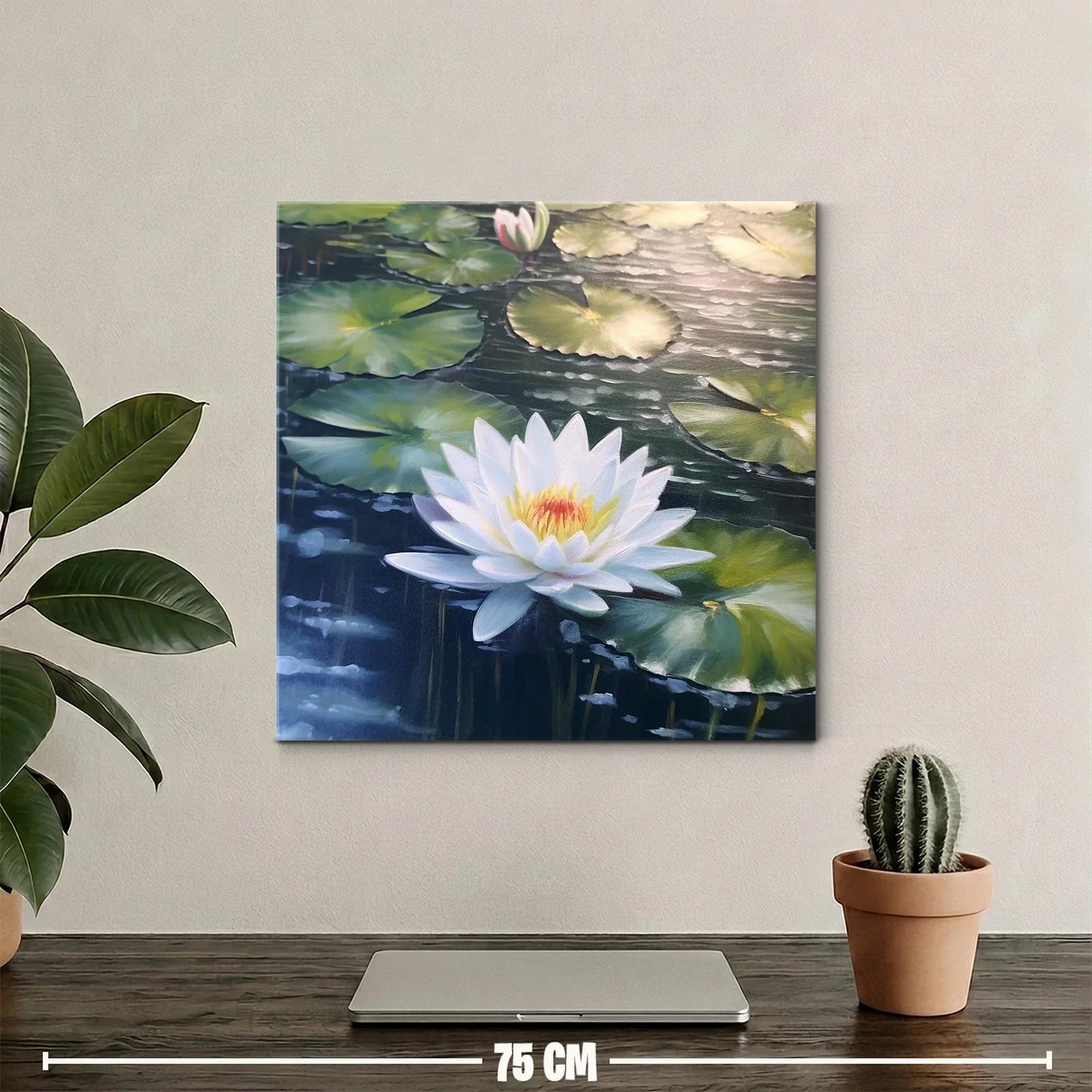 Flor de loto blanca en estanque sereno y natural — miniatura 2