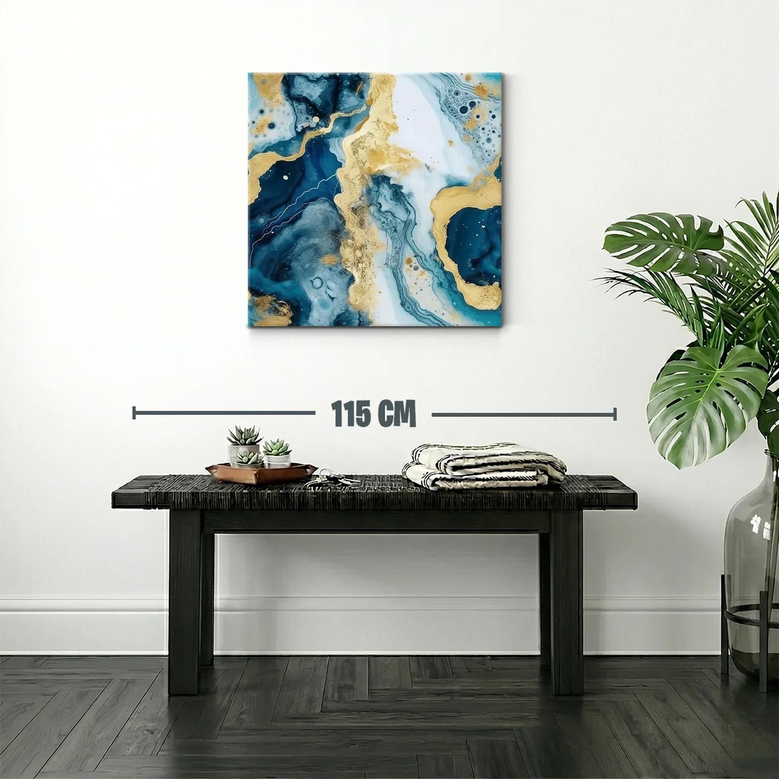 Arte abstracto en tonos azules y dorados sofisticados — miniatura 2