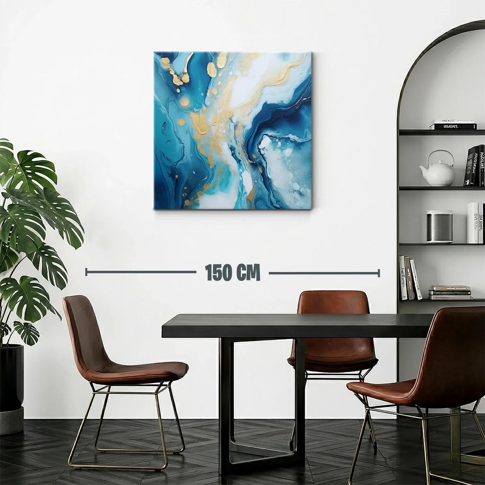 Cuadro abstracto en tonos azules y dorados elegantes — miniatura 2