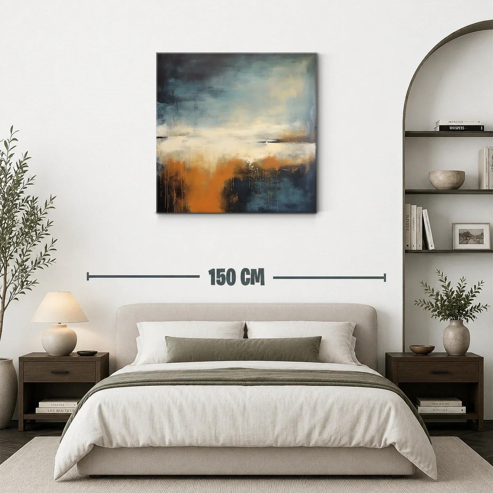 Cuadro abstracto con tonos cálidos y fríos en armonía — miniatura 3