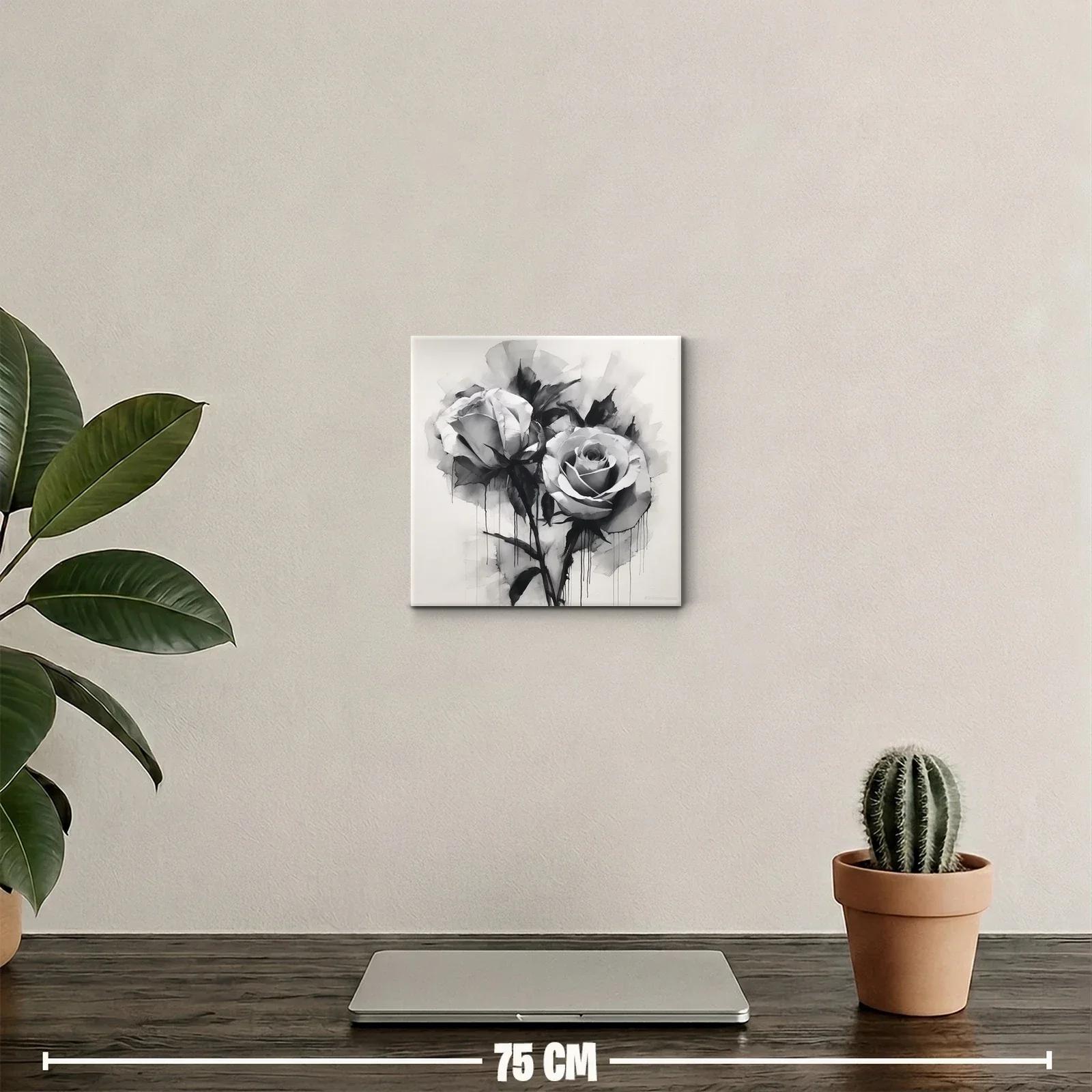 Rosas en blanco y negro con efecto acuarela moderna — miniatura 2