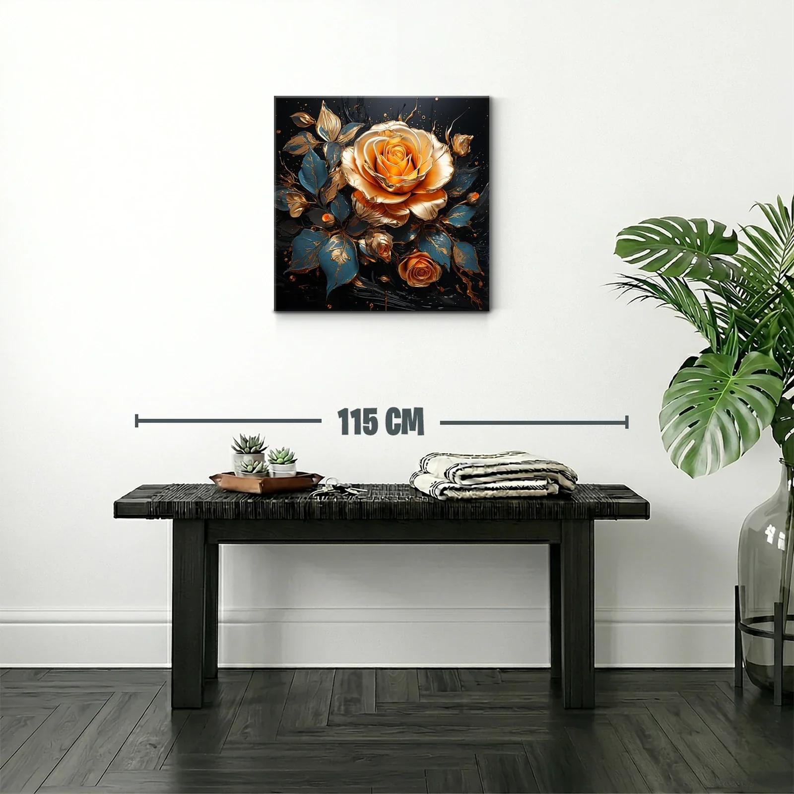 Rosas doradas y azul oscuro en composición elegante y vibrante — miniatura 2