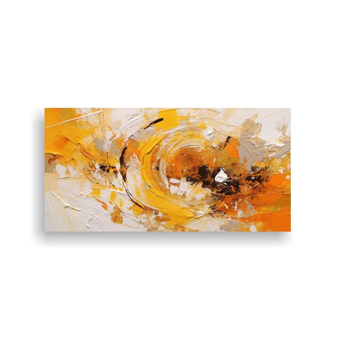 Cuadro remolino abstracto dorado con espiral gestual