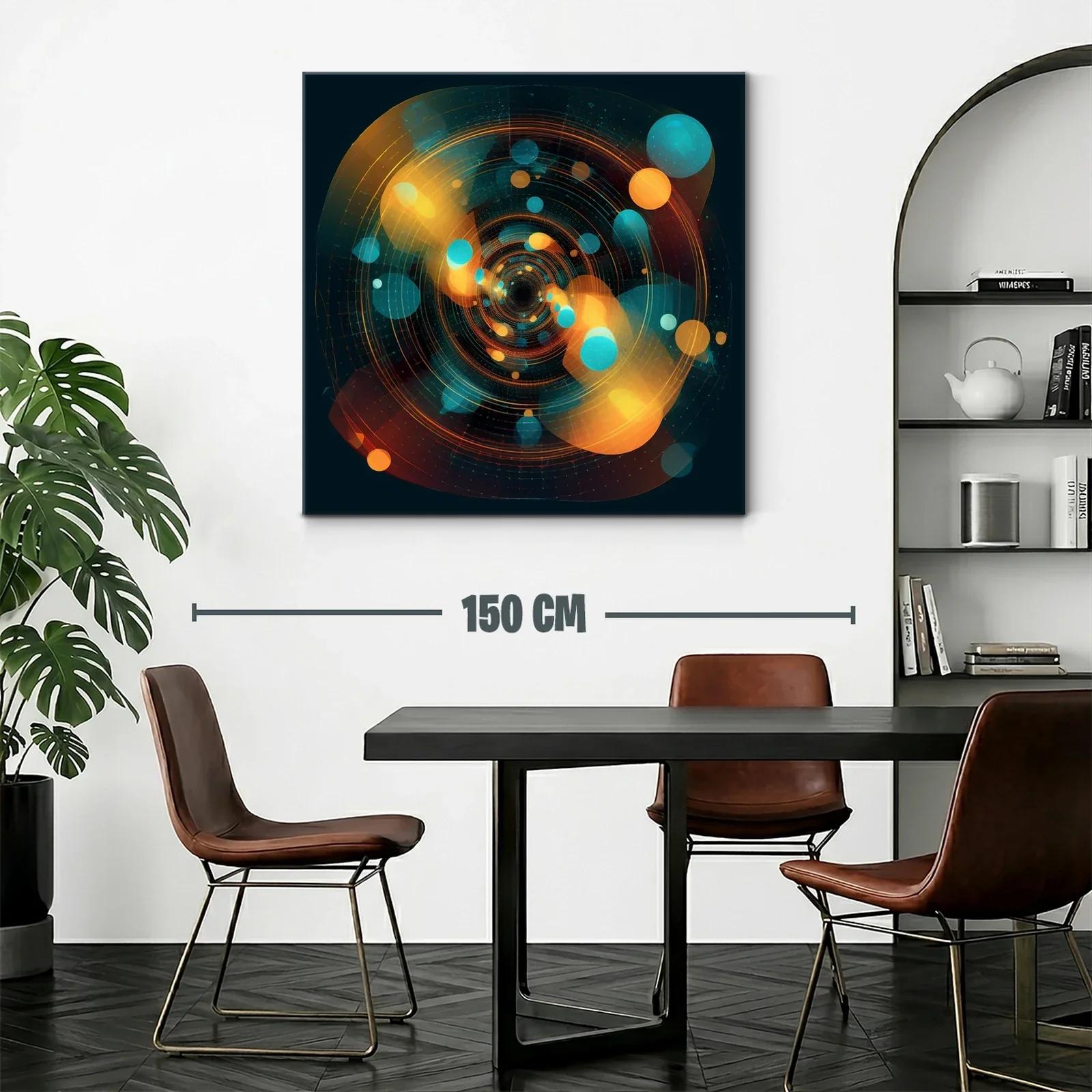 Cuadro abstracto con esferas y patrones circulares vibrantes — miniatura 2