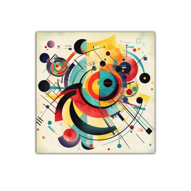 Composición geométrica vibrante con círculos y líneas dinámicas