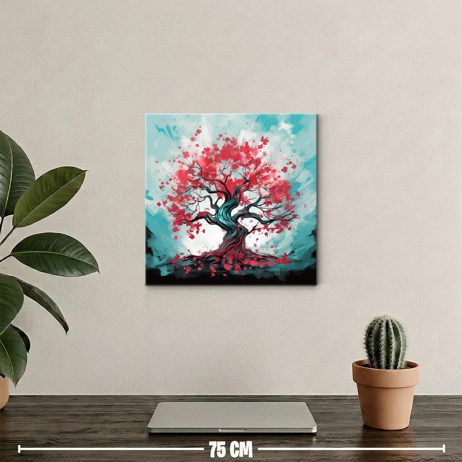 Árbol en flor con vibrantes tonos rojos y azules — miniatura 2