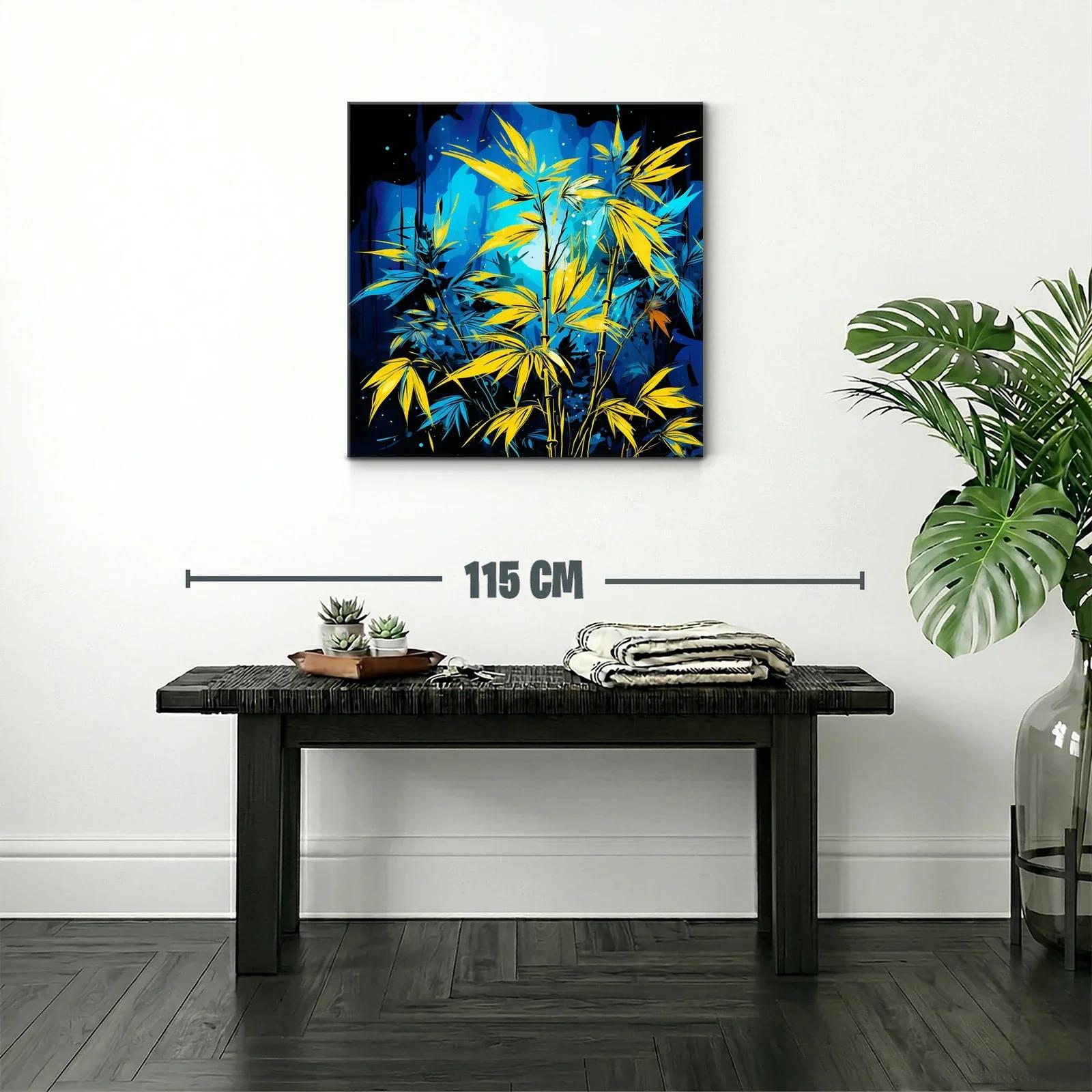 Bambú vibrante con contrastes azul y amarillo intenso — miniatura 2
