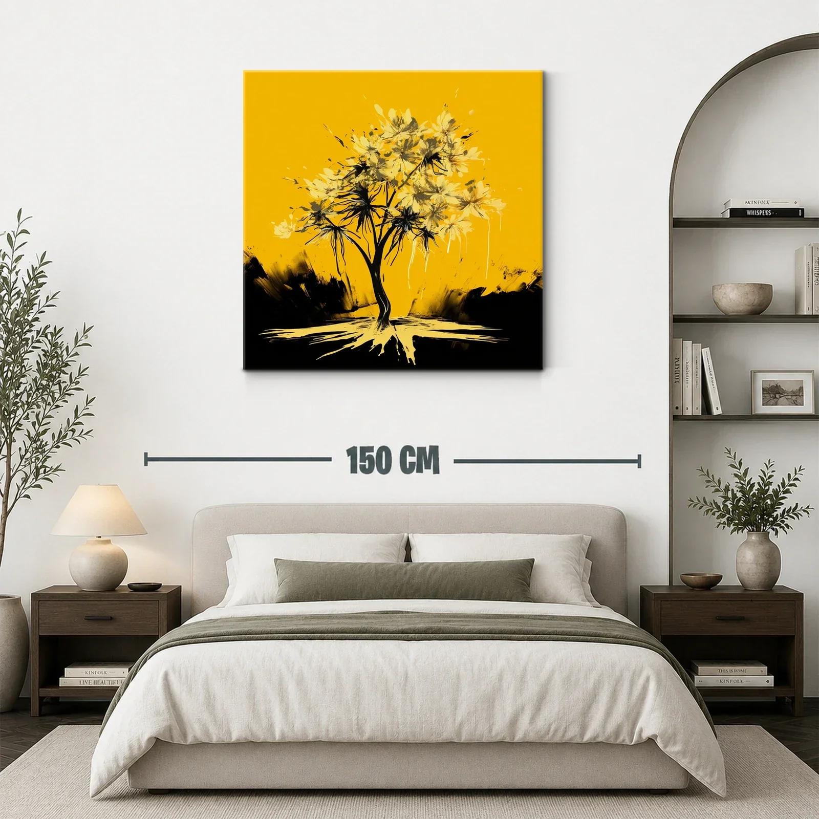 Árbol abstracto con flores amarillas sobre fondo vibrante — miniatura 3