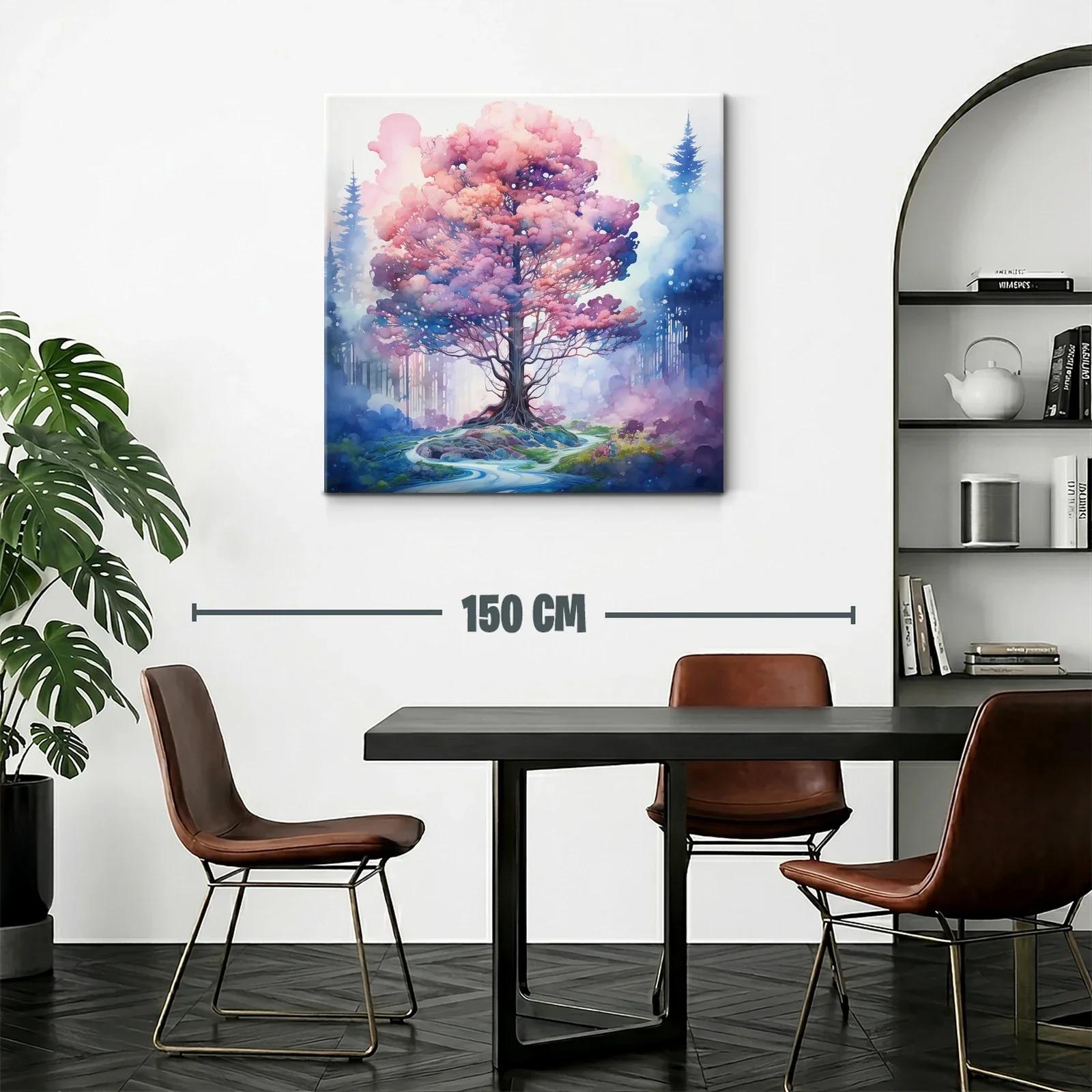Árbol mágico con follaje rosa y ambiente de ensueño — miniatura 2
