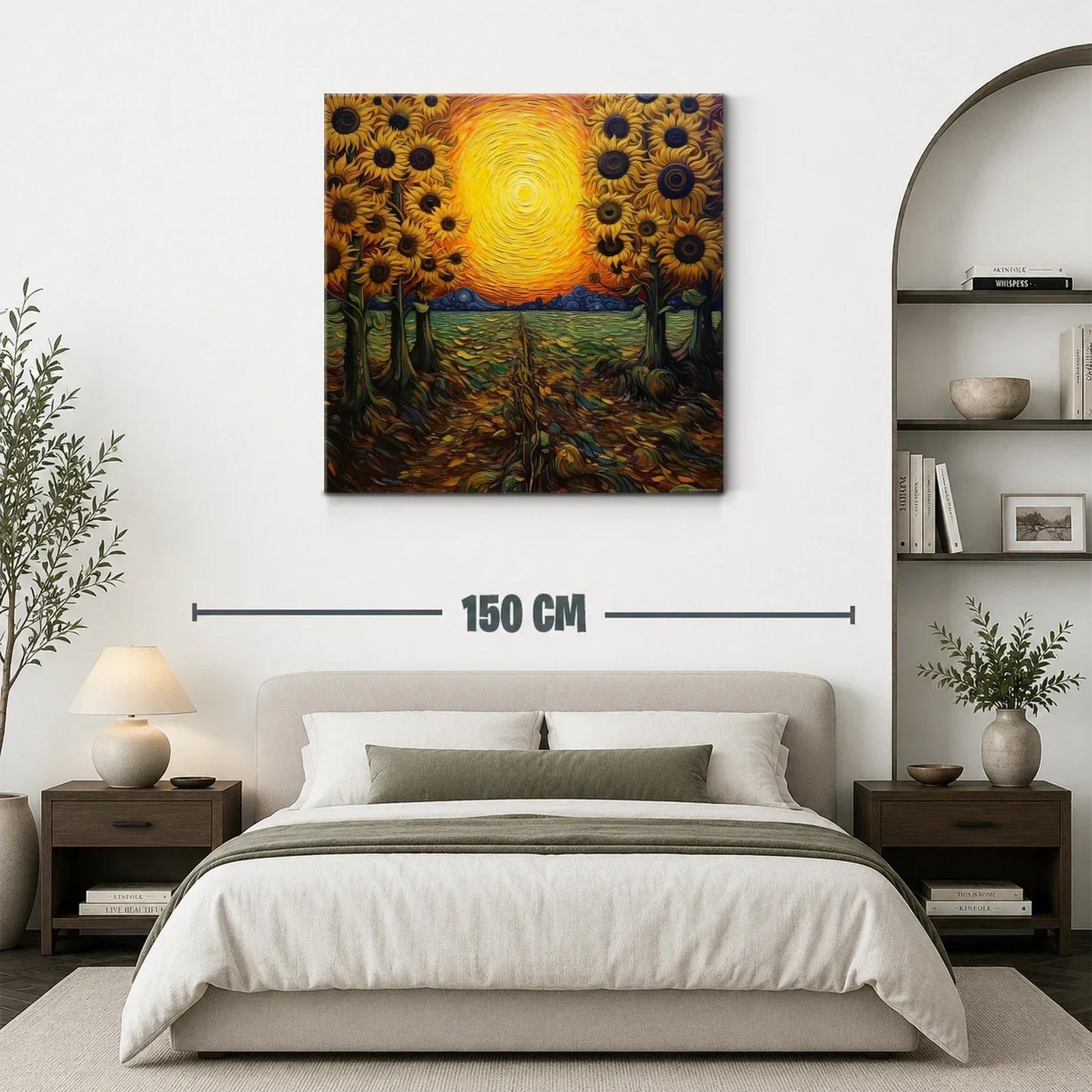 Atardecer vibrante con girasoles en campo abierto — miniatura 3