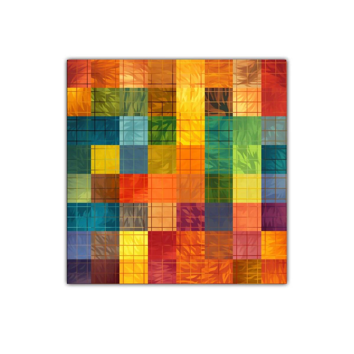 Cuadro abstracto con composición geométrica y colores vivos — imagen principal