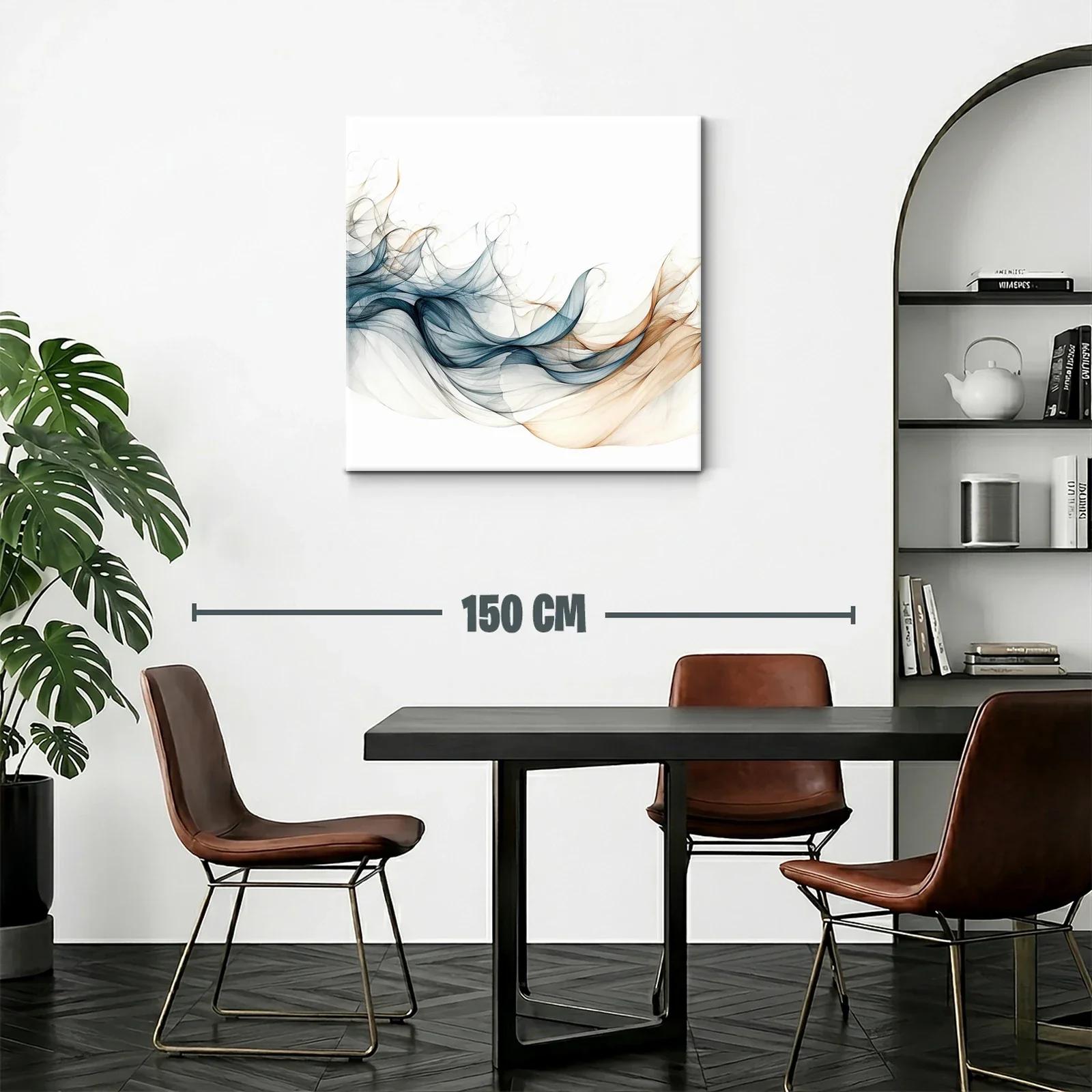 Arte abstracto con suaves ondas en tonos azules y beige — miniatura 2