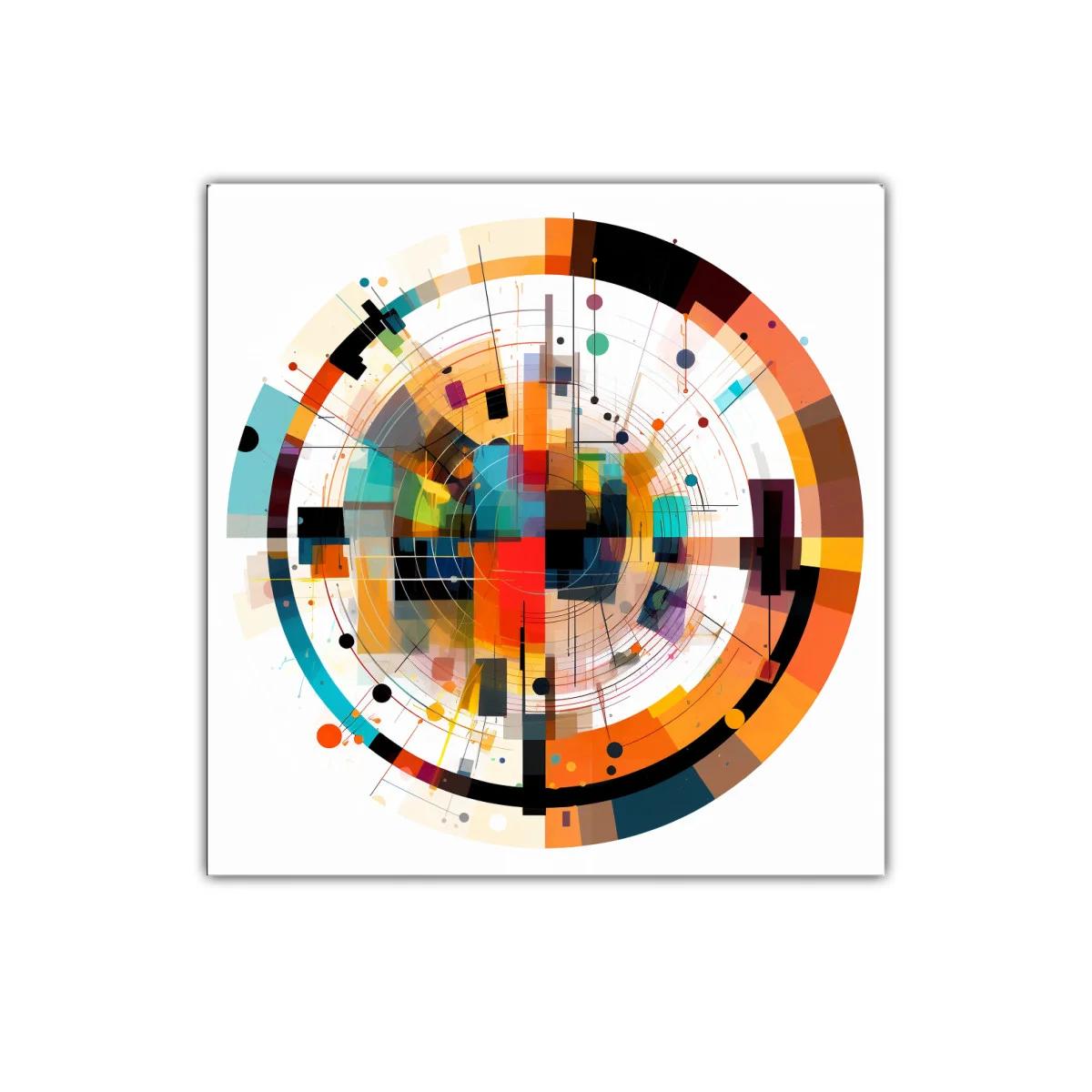 Cuadro abstracto circular con vibrantes colores y geometría — imagen principal