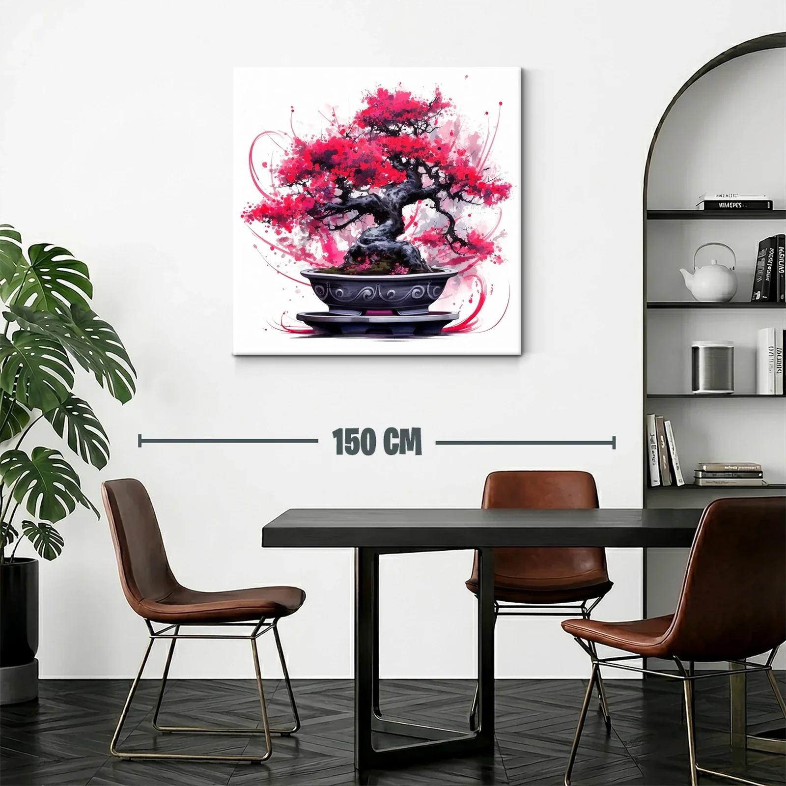Bonsái con Flores Rojas en Estilo Artístico Vivo — miniatura 2
