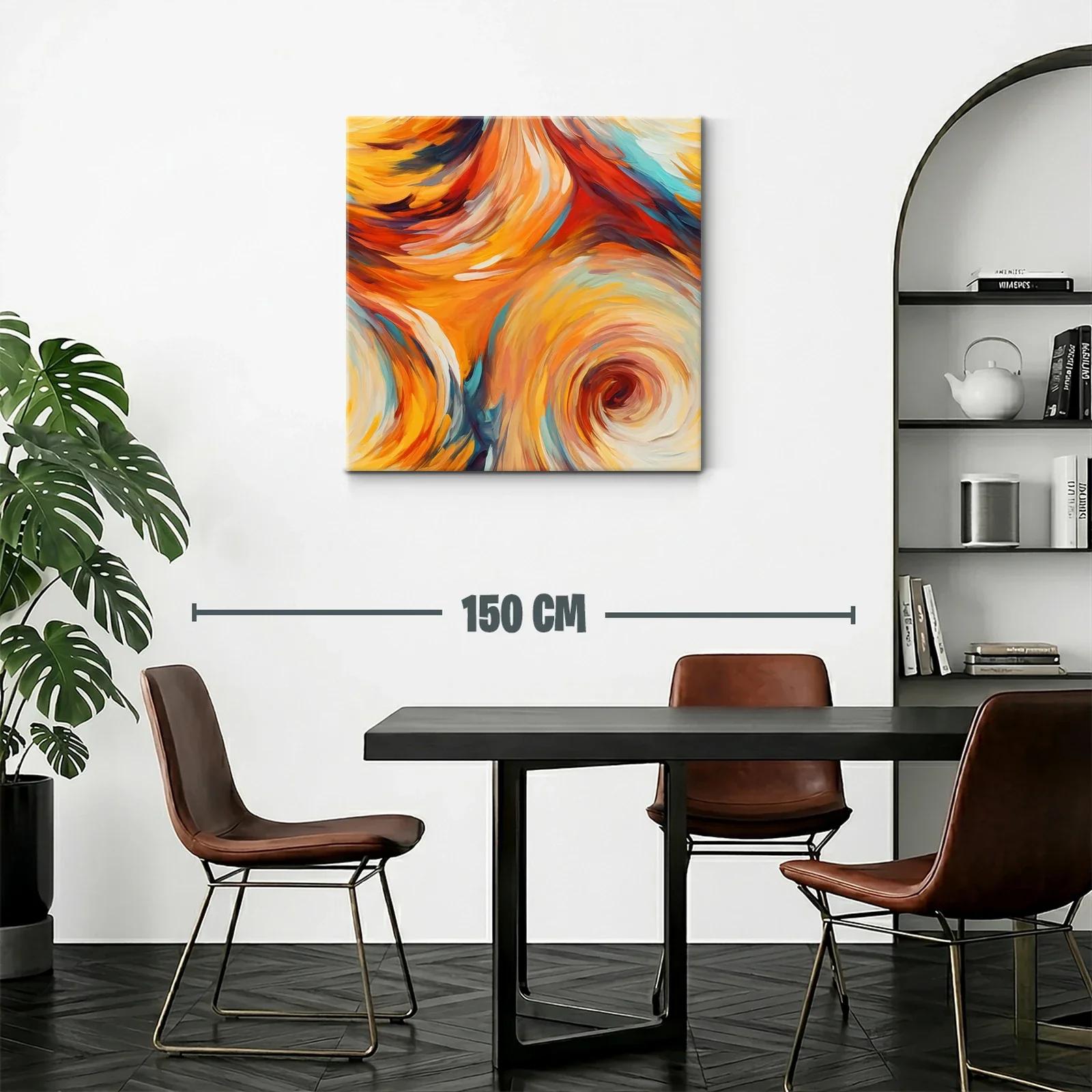 Cuadro Abstracto en Tonos Cálidos y Dinámicos — miniatura 2